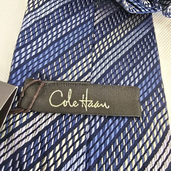 Cole Haan Necktie Mens Blue Striped Multicolor Tie Silk Italy New - Picture 5 of 8